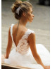 Beaded Ivory Lace Tulle V Back Wedding Dress